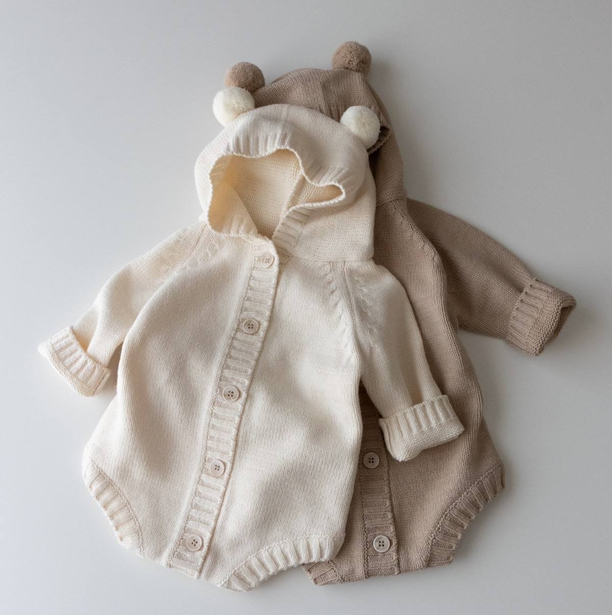 Spring Autumn Children Unisex Cotton Bear-Shaped Knitted Baby Romper